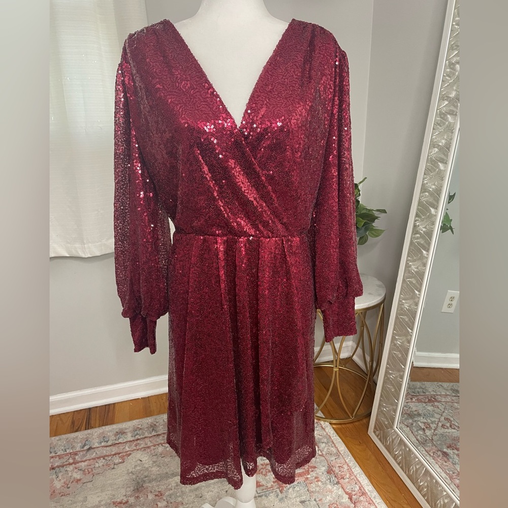 Eloquii Maroon sequin dress